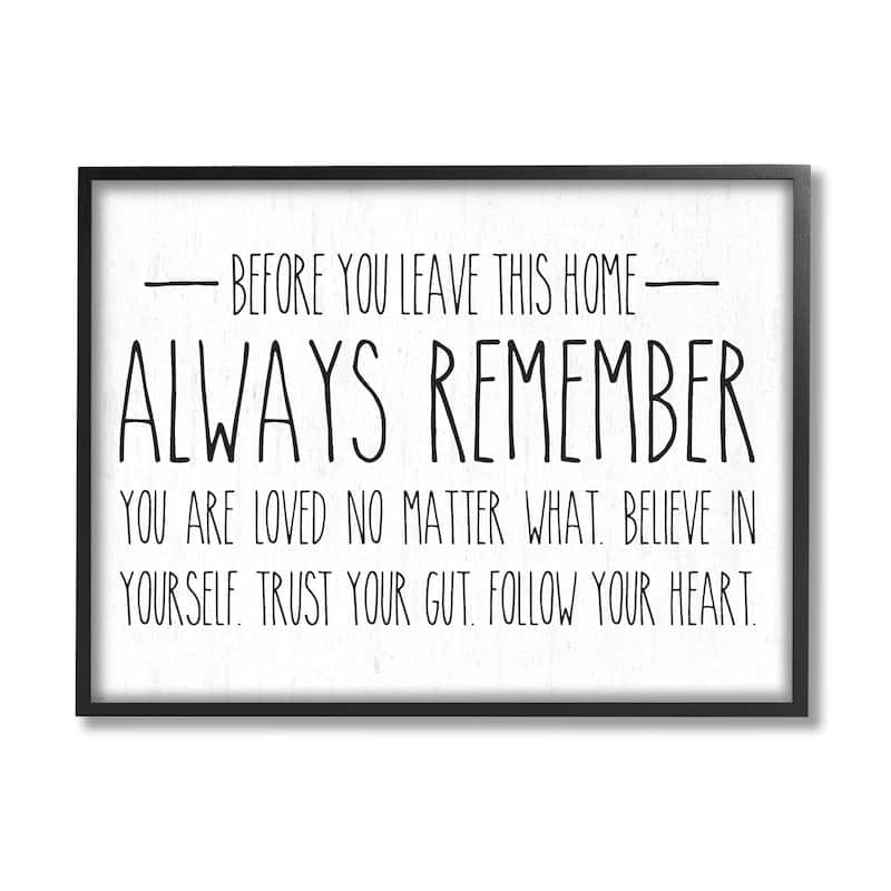Stupell Follow Your Heart Motivational Quote Casual Phrase Framed Wall Art, Design by Lettered and Lined - White