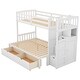 preview thumbnail 7 of 10, Twin Over Full Bunk Bed with Drawers & Storage Shelves, White