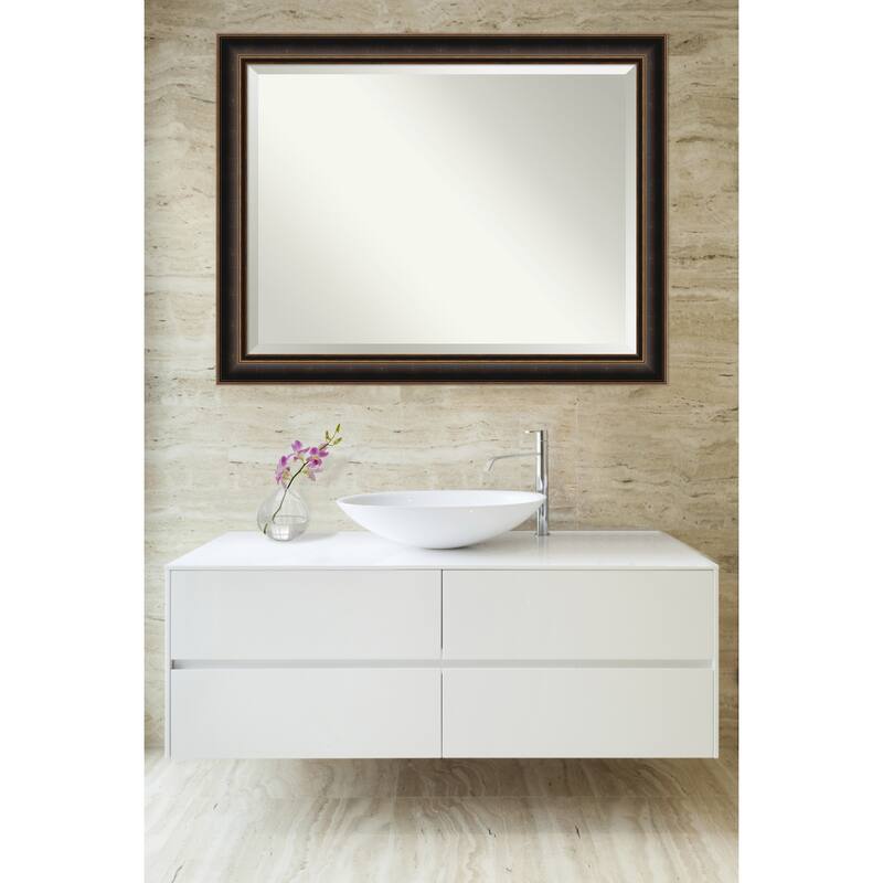 Villa Oil Rubbed Bronze Beveled Wood Framed Bathroom Vanity Wall Mirror - Villa Oil Rubbed Bronze