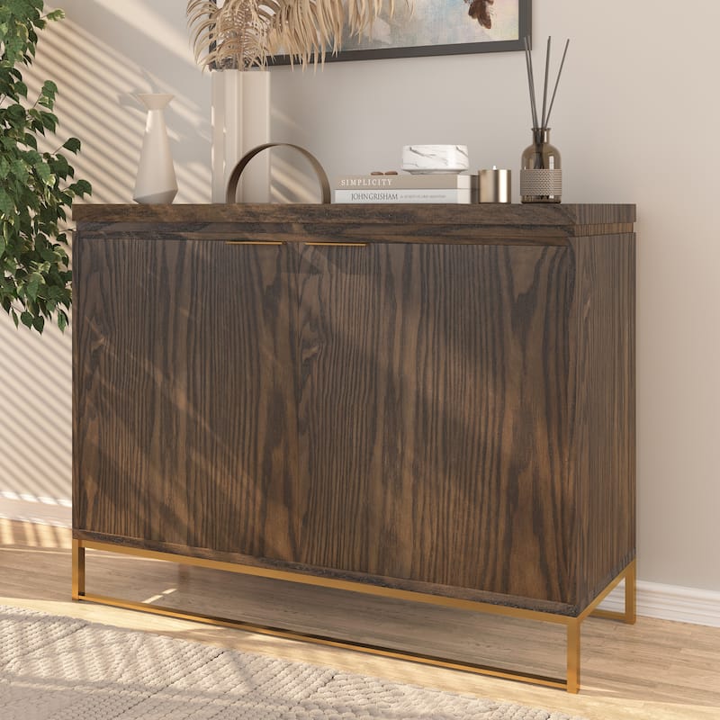 Clihome Furniture Wood 2-Door Accent Cabinet - Brown