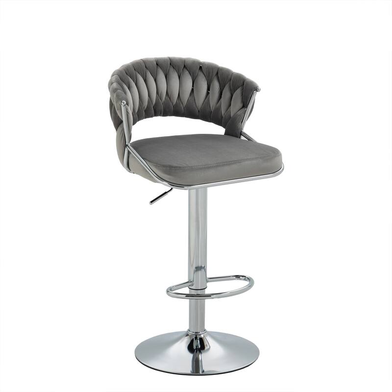 Set of 4 Modern Velvet Adjustable Bar Stools with Backs