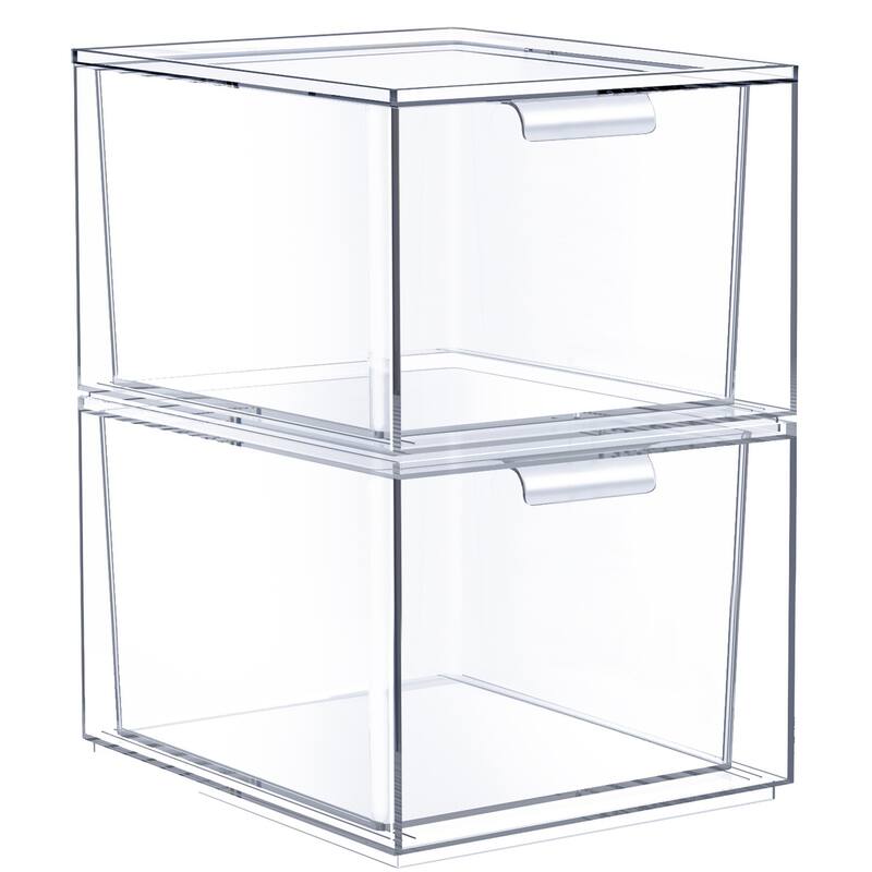 Makeup Organizer Drawers (2 Drawer Set) - Clear - 7.4in x 6in x 4.4in - 7.4in x 6in x 4.4in - Clear