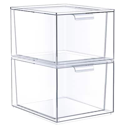 Makeup Organizer Drawers (2 Drawer Set) - Clear - 7.4in x 6in x 4.4in