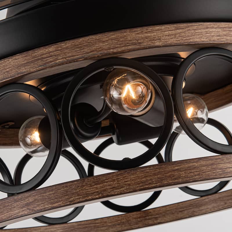 36" Indoor Black Retractable Ceiling Fan with Light and Wall Control