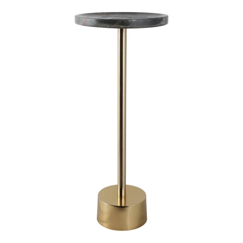 Stone Metal Side Table Modern Round Top Pedestal Base - 24" Green - 24.0"