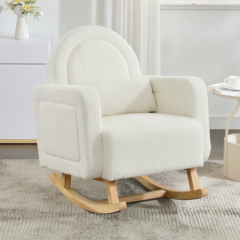 Accent Rocking Chair with Pillow, Ultimate Comfort for Your Home, Teddy Velvet