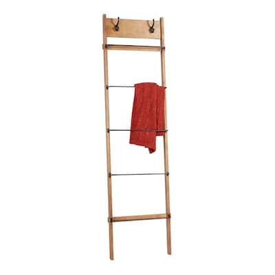 Wood 5 Rung Ladder - Brown - Roche River Decor - 4"W x 20"L x 76"H
