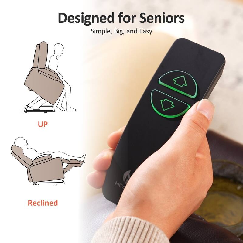 MCombo Wide Power Lift Recliner Chair with Extended Footrest for Big Elderly People, Fabric R7289