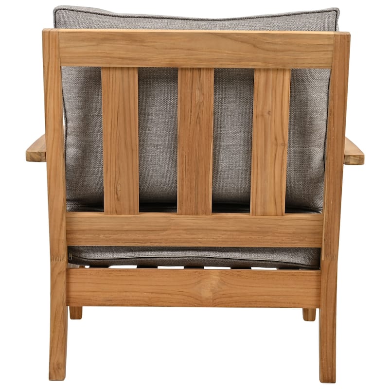 SAFAVIEH Couture Freida Wood Patio Arm Chair - 31.4" W x 35.6" L x 32.6" H - 31"W x 36"D x 33"H