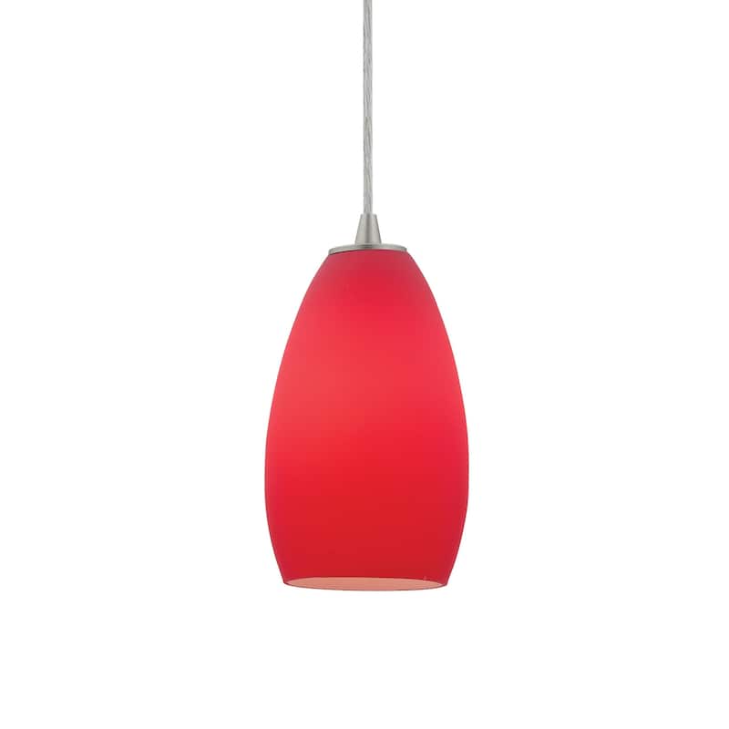 Access Lighting Champagne 1 Light LED Pendant - 5" Wide with Red Glass - Brushed Steel