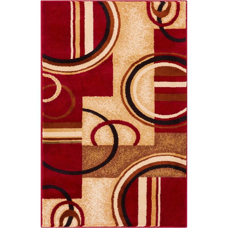 Well Woven Barclay Arcs & Shapes Modern Geometric Circles Area Rug - 2' 3" x 3' 11" - Red - Runner/Rectangle