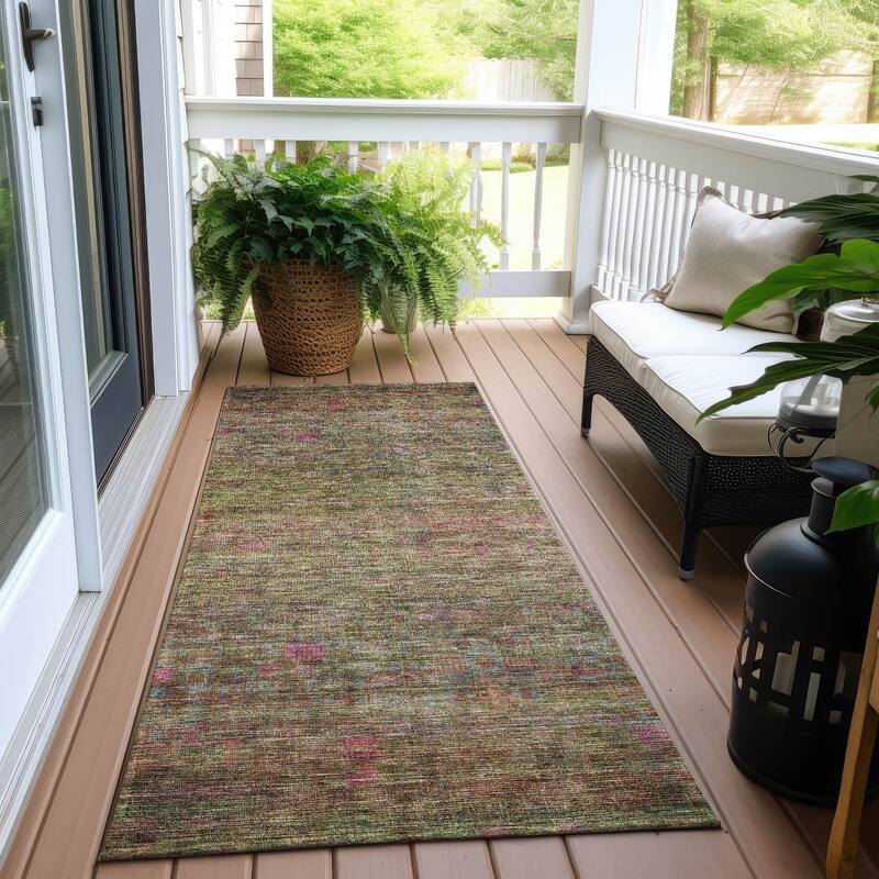 Machine Washable Indoor/ Outdoor Ombre Solid Chantille Rug
