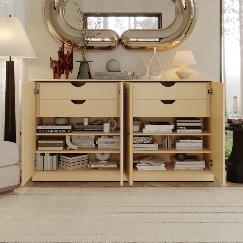 Palace Imports 100% Solid Wood 64" Sideboard with Solid Doors, 4-Drawers and Adjustable Shelves