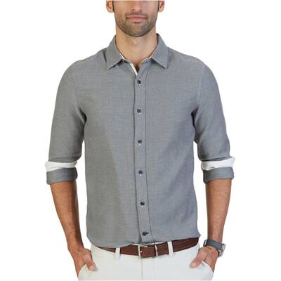 Nautica Mens Tweed Button Up Shirt, Black, Small