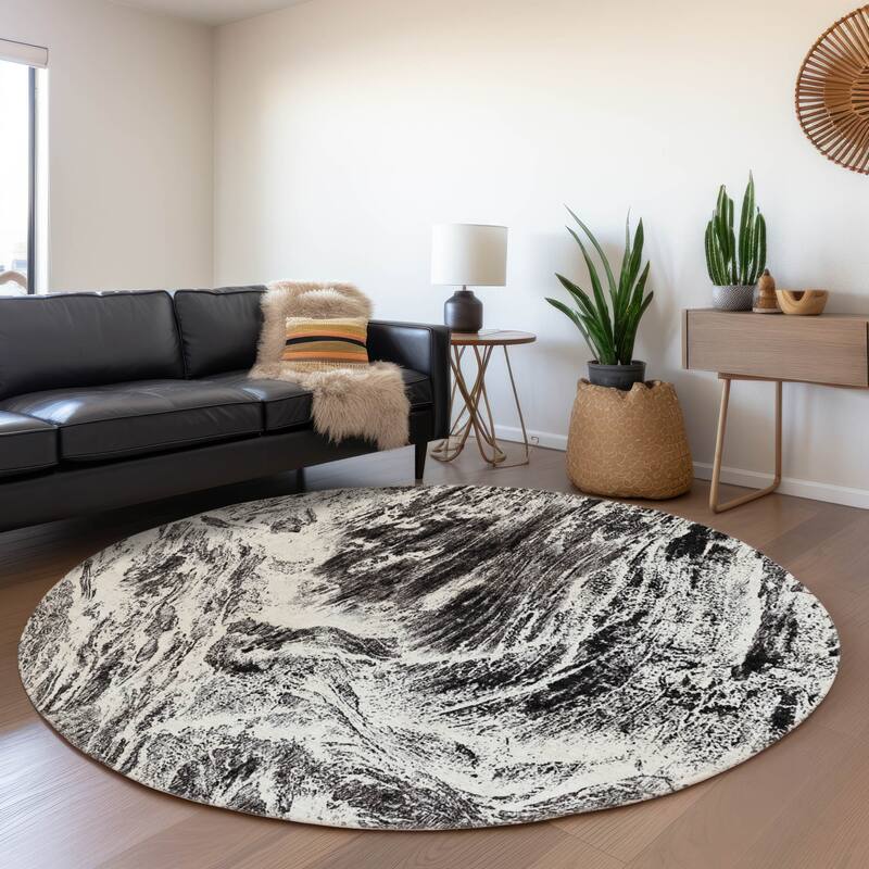 Machine Washable Indoor/ Outdoor Modern Abstract Chantille Rug