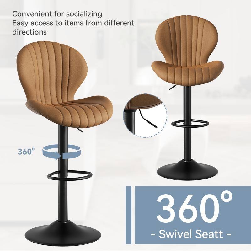 Bar Stools Set of 2 Modern Swivel Bar Chairs, Barstools Counter Height with High Backrest, Easy 3-5 Minute Assembly