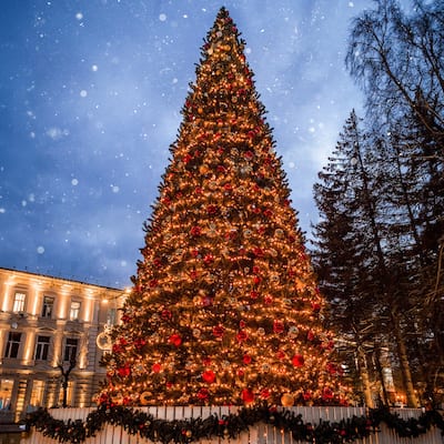 18' Pre-Lit Olympia Pine Artificial Commercial Tower Christmas Tree - Warm White LED Lights - over-10-feet