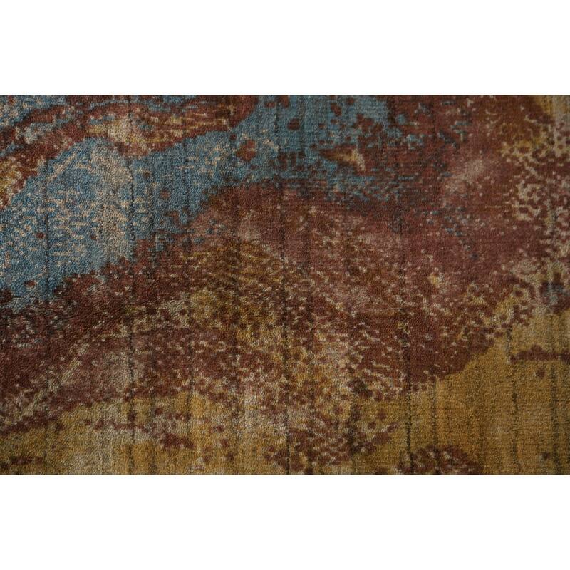 All-Over Abstract Indian Area Rug Handmade Wool Carpet - 5'4"x 7'7"