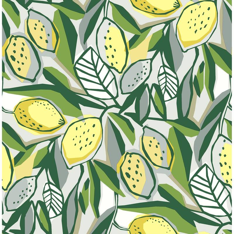 A-Street Prints Meyer Yellow Citrus Wallpaper