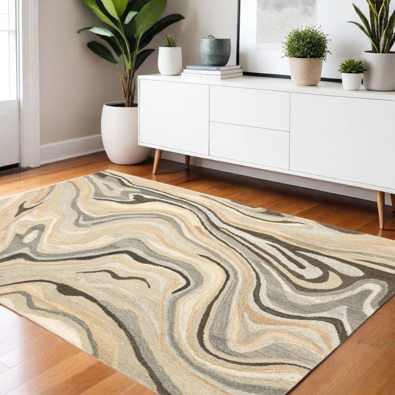 HomeRootsAbstract Modern Rectangle Area Rug - 66.14' X '42.13' X '0.43
