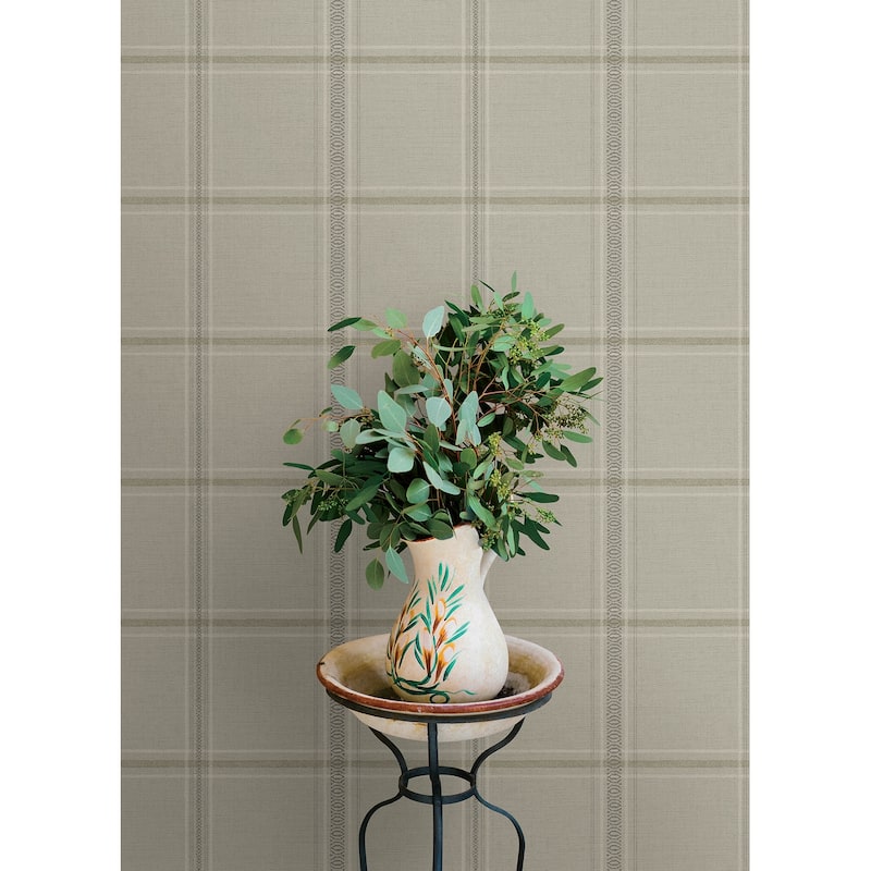 Chesapeake Auberge Taupe Plaid Wallpaper