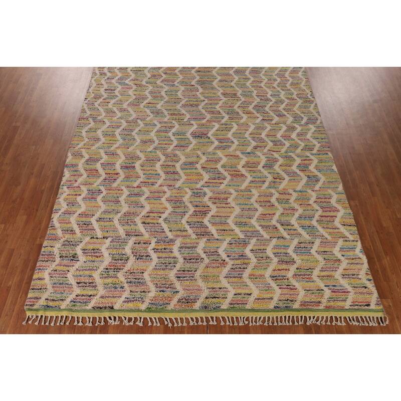 Moroccan Oriental Large Area Rug Hand-Knotted Wool Carpet - 9'4" x 14'10"