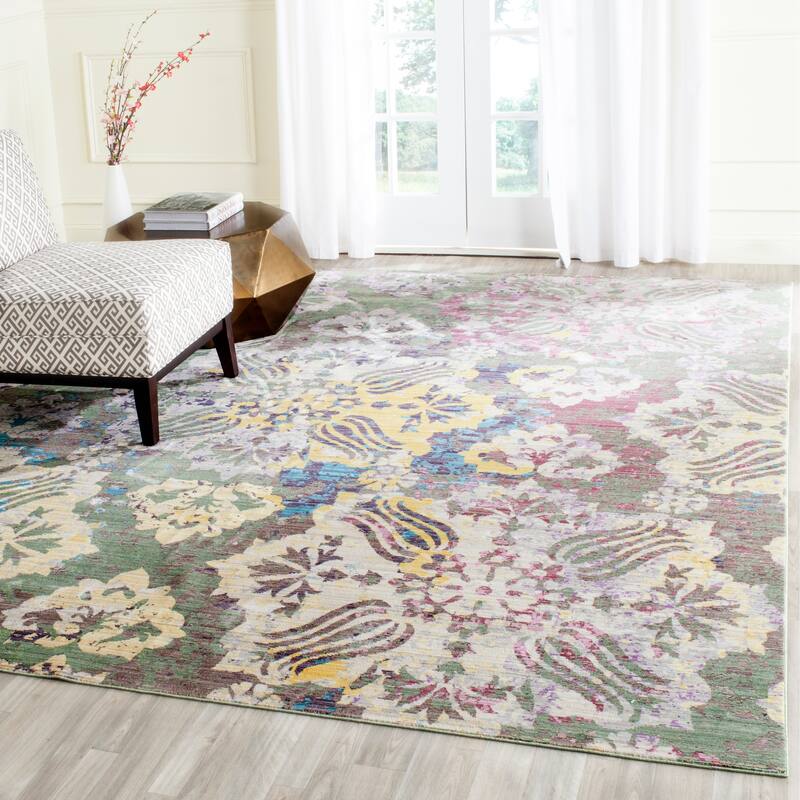 SAFAVIEH Valencia Mertie Distressed Vintage Boho Oriental Polyester Rug - 9' x 12' - Multi