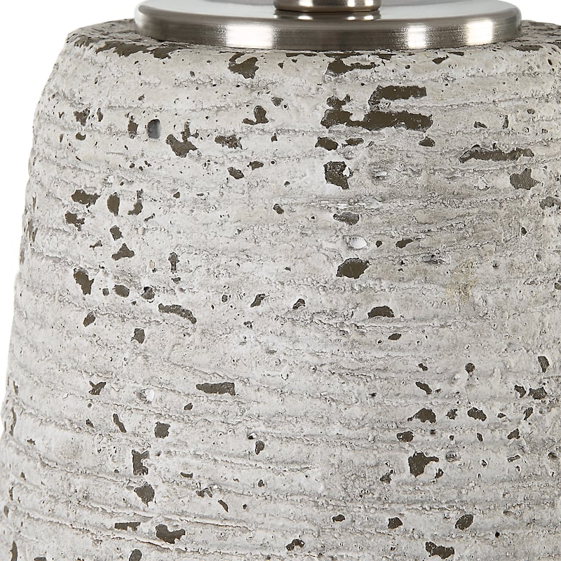 Off White Stone Ceramic Table Lamp - 15"W x 27"H x 15"D