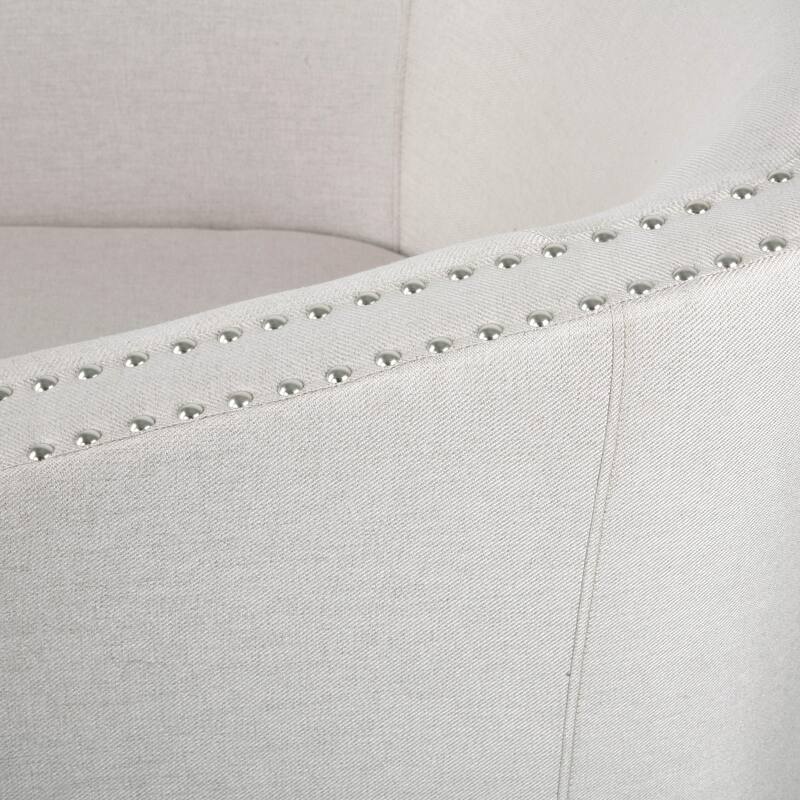 Wheat 31.25" Upholstered Swivel Club Chair with Nailheads and Iron Legs for Living Room