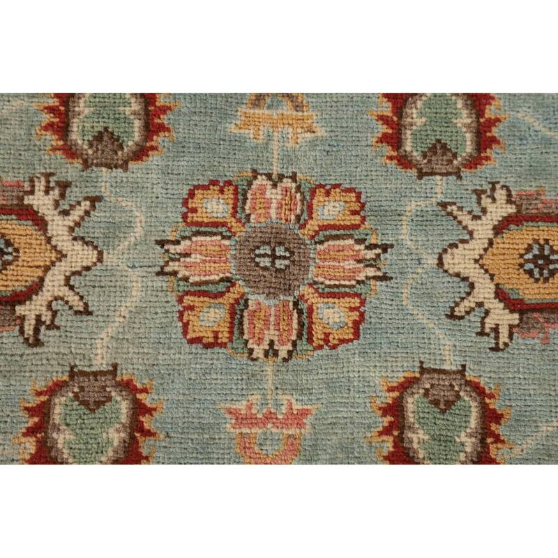 Light Blue Kazak Accent Rug Handmade Oriental Wool Carpet - 3'4"x 4'10"