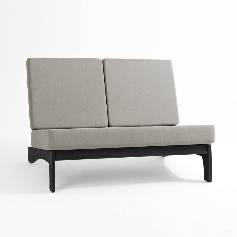 4 Set Outdoor Patio Teak Wood Club Chairs Loveseat with Cushion