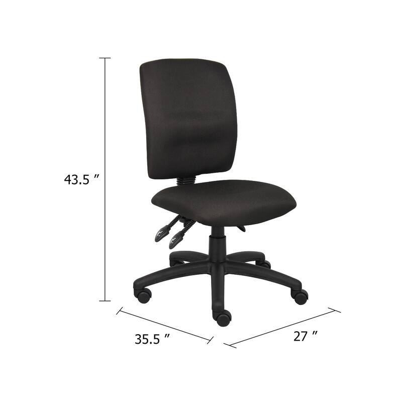 Zean Swivel Task Chair, Black Crepe Fabric, Contoured Back, Rolling