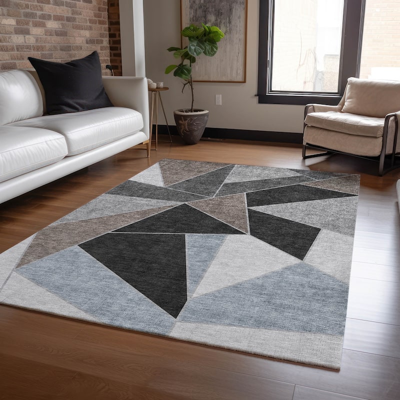 Machine Washable Indoor/ Outdoor Chantille Contemporary Mosaic Rug - Chocolate - 2'6" x 3'10"