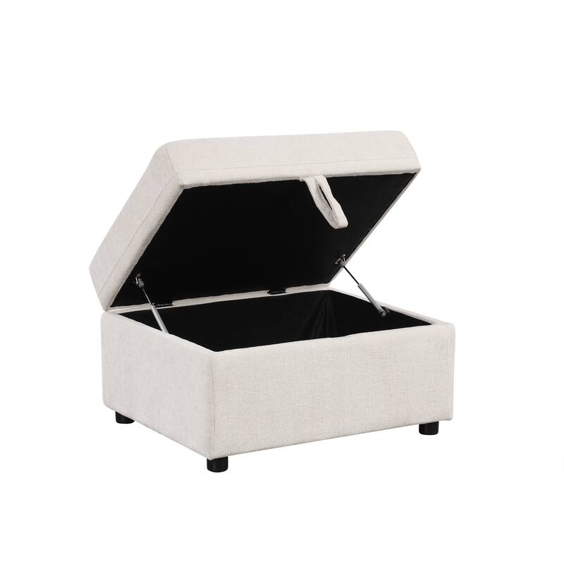 109.1" Chenille L/U-Shaped Convertible Sectional Sofa Bed with Ottoman & USB
