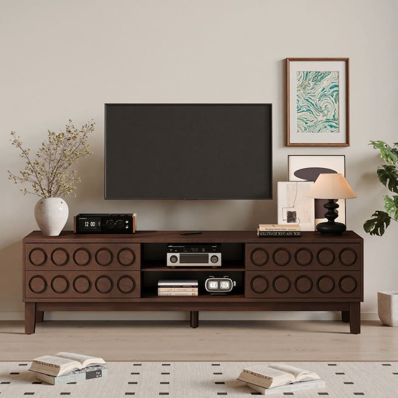 Entertainment Center with Storage and 4 Drawers - Brown