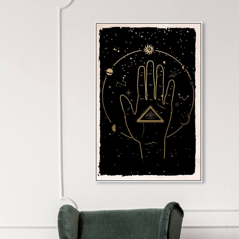 Illuminati Hand, Illuminati Eye Galaxy Modern Black Canvas Wall Art