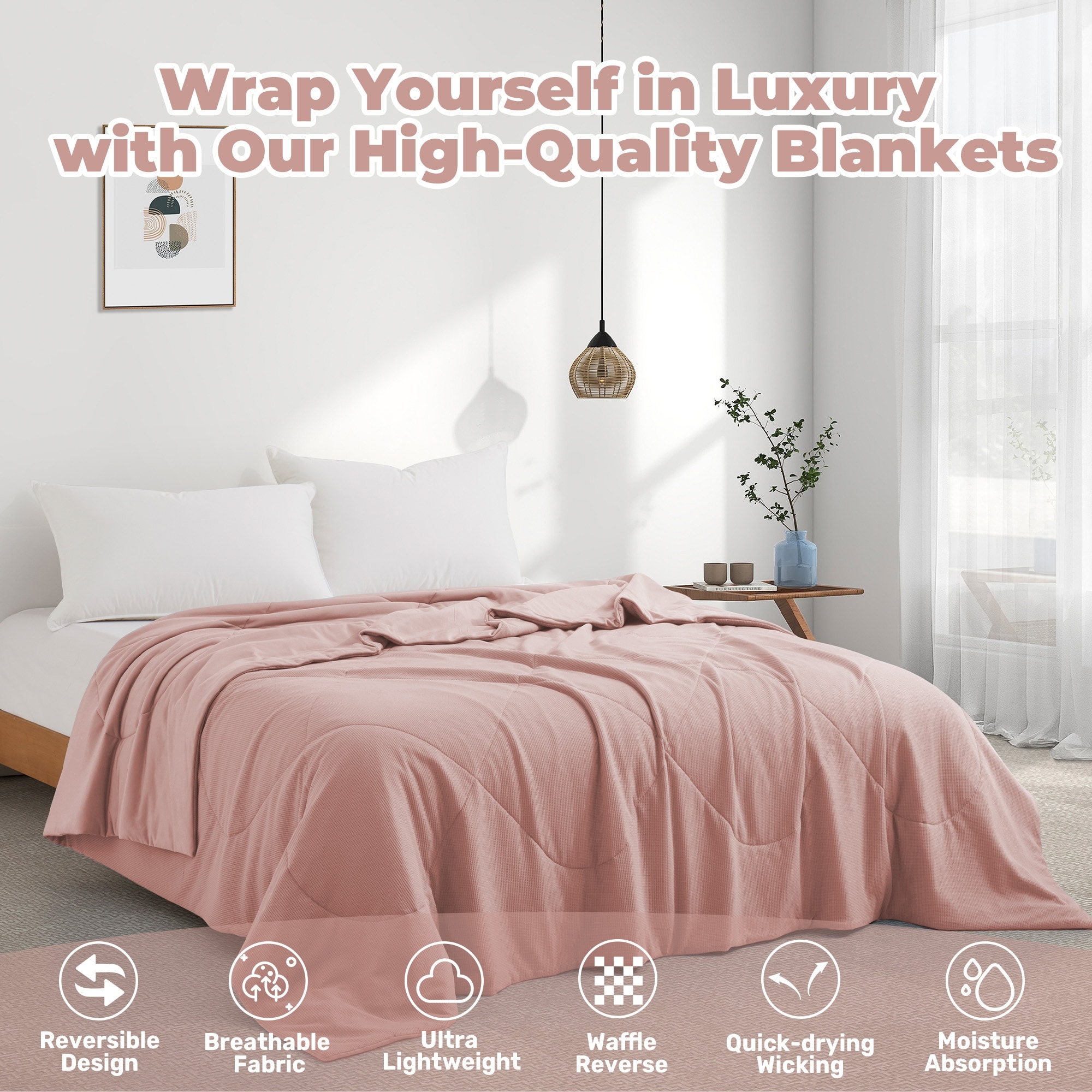 Ultimate Soft Waffle Reversible Blanket All season Dual side Comfort