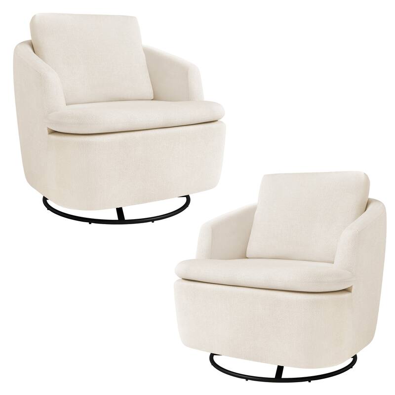 360° Modern Swivel Accent Chair, Chenille Armchair Comfy Round Sofa Chair, Swivel Barrel Chair For Living Room