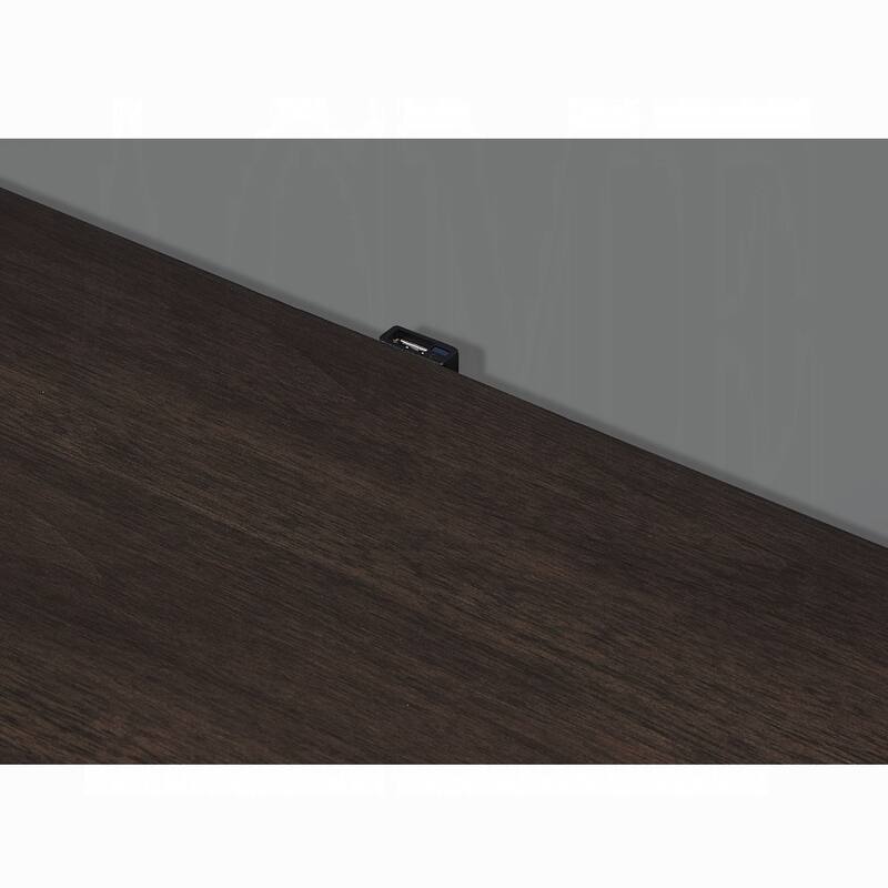 Nightstand with Slatted Drawer Fronts, Wooden Entryway Accent Table, Coffee Table with USB Port & Tapered Metal Legs