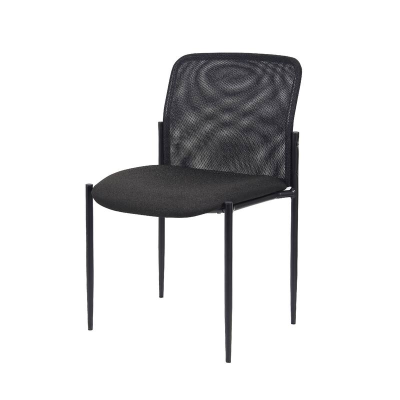 Vayu Stackable Guest Chair, Black Mesh, Soft Crepe Fabric