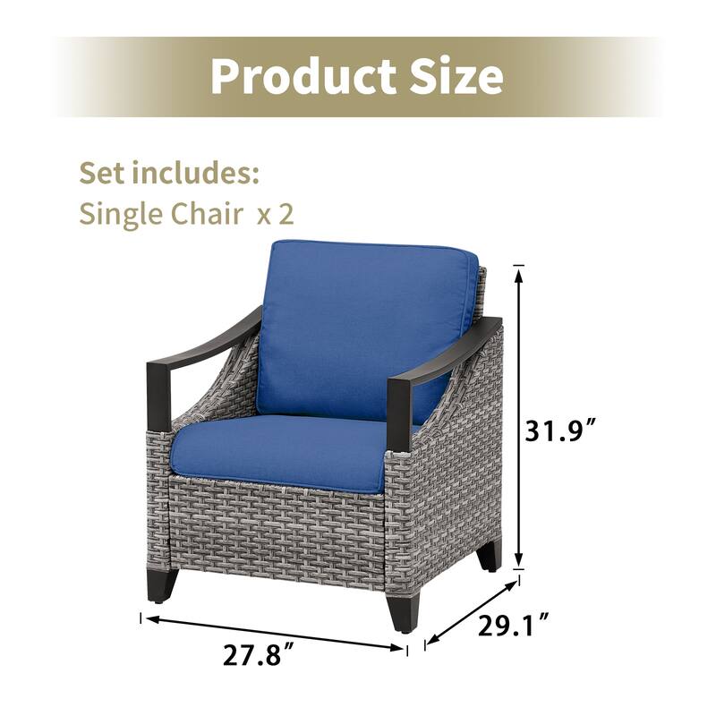 Pocassy Outdoor Sofa Swivel Patio Chair Table with Ottoman Set