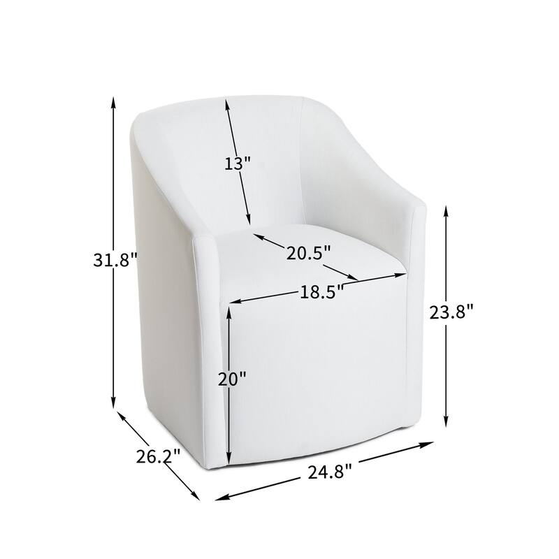 KINWELL 25" Performance Fabric Upholstered Rolling Dining Armchair