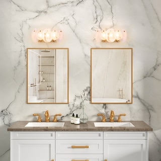 Artcraft Lily - Bathroom Vanity - Brushed Brass Finish - Wispy White Murano Style Glass Shade