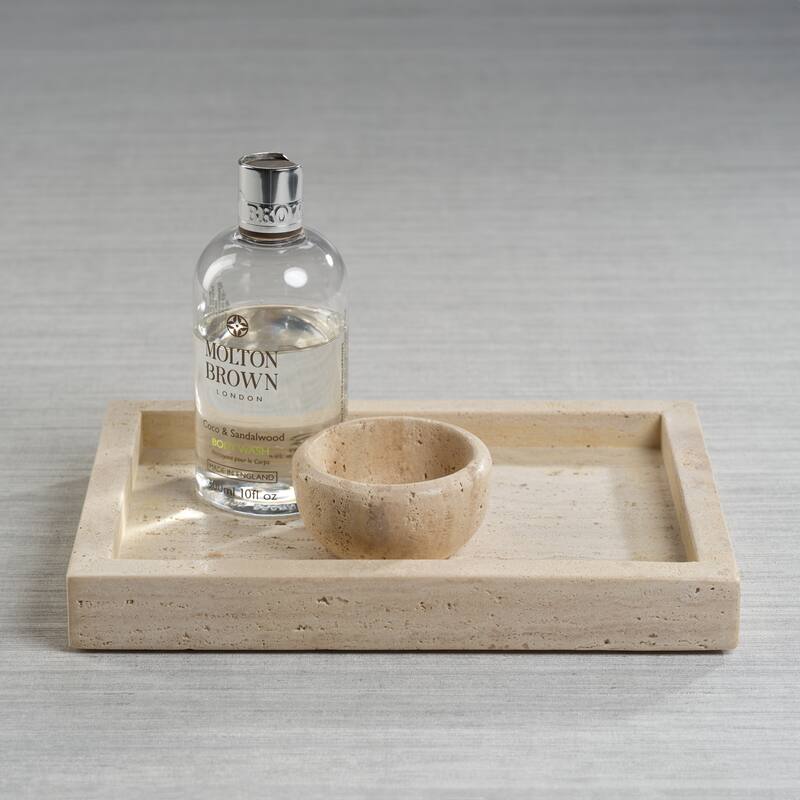 Scotia Travertine Marble Vanity Tray - Beige