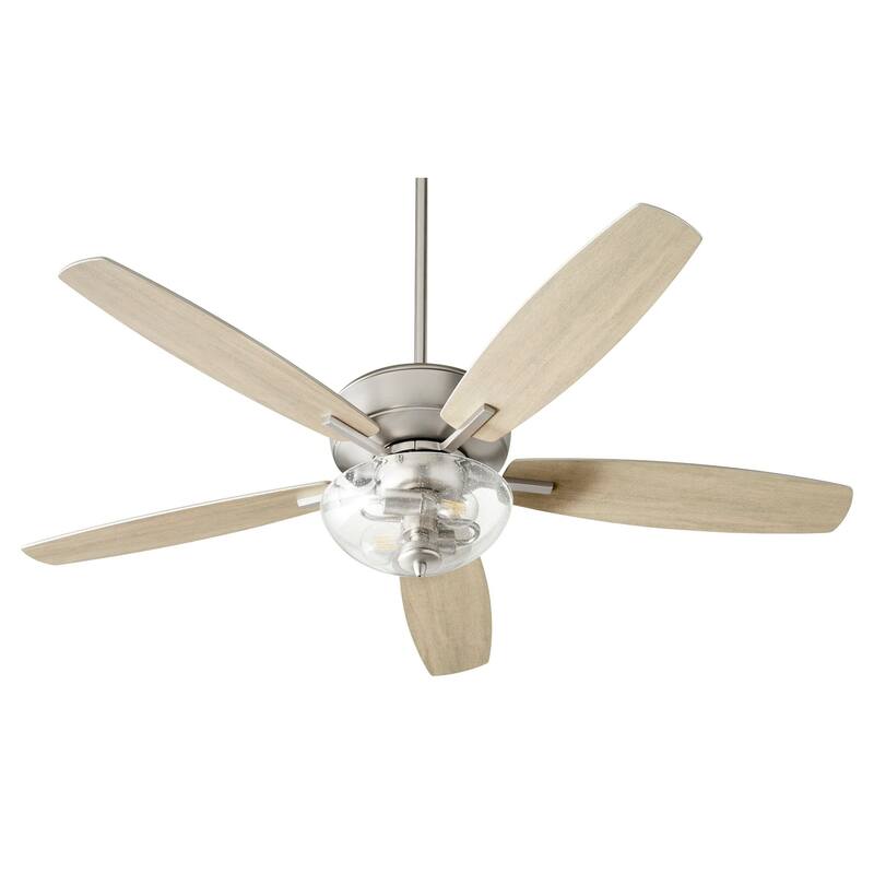 Quorum International Breeze 52" 5 Blade LED Ceiling Fan with Round - Satin Nickel