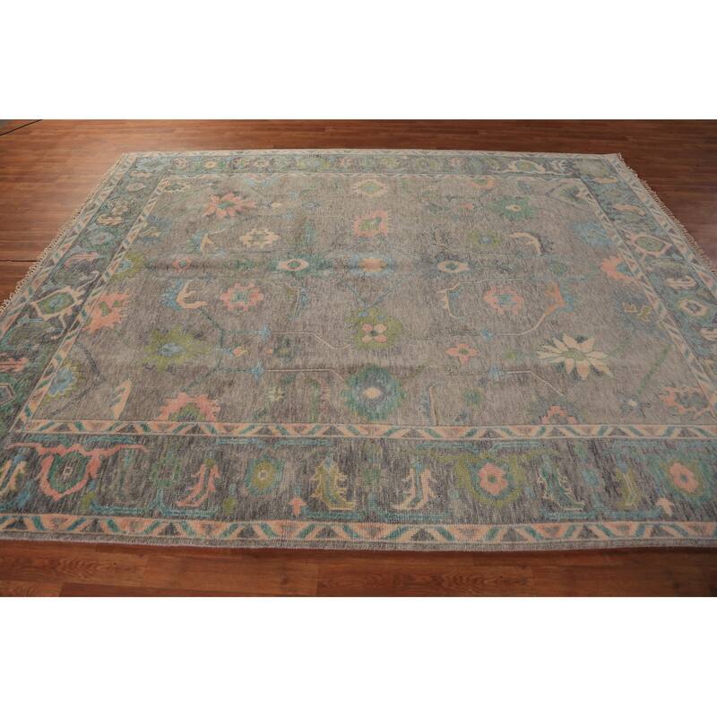 Oushak Indian Area Rug Hand-Knotted Wool Carpet - 7'10"x 9'11"