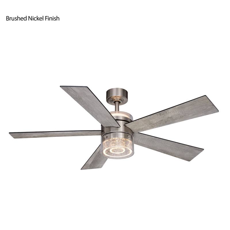 Ashford Brushed Nickel Ceiling Fan with Dual LED Light Kits and Remote - 52-in W x 15.5-in H x 52-in D