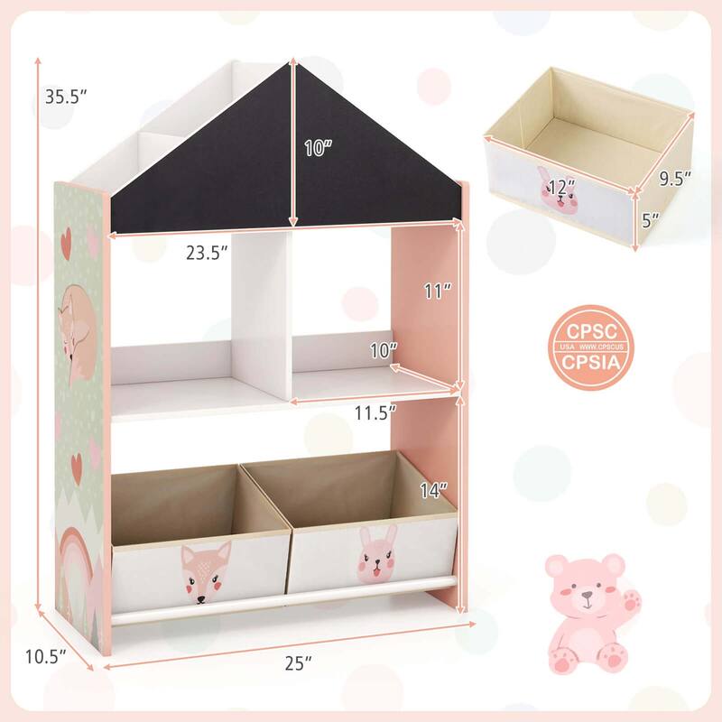 Costway Kids Dollhouse Bookshelf with Writable Chalkboard Whiteboard - See Details