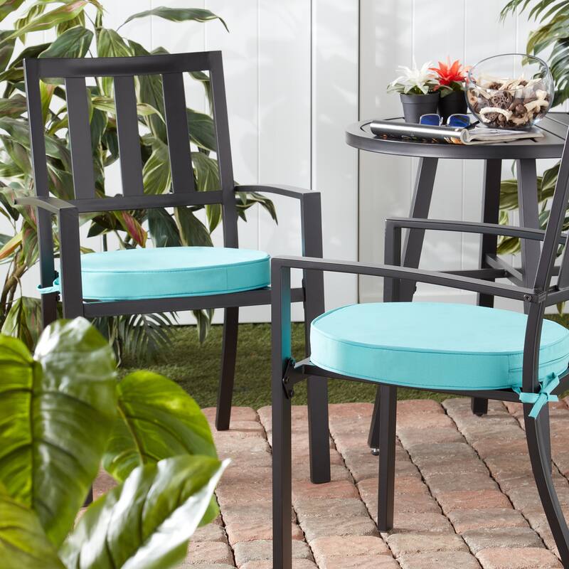 Greendale Home Fashions 18" Round Outdoor Chair Pad (Set of 2) - Teal
