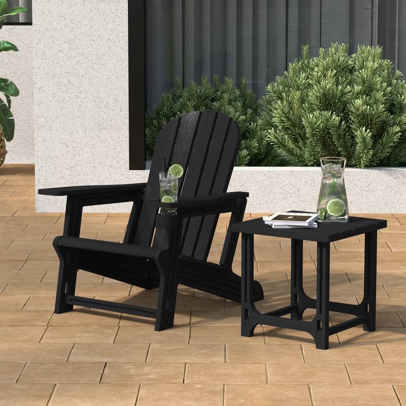 Polytrends Coastline Outdoor Poly Adirondack Chair with Side Table